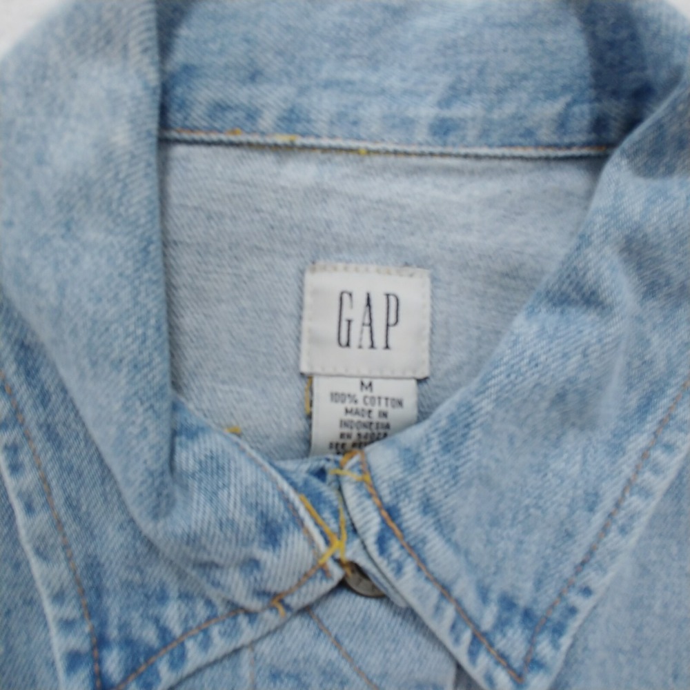 Gap Women's Jacket Vest Medium Blue Denim Collared Cotton Blend - Picture 2 of 8